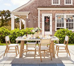 Rustic Farmhouse Concrete-Top Rectangular Outdoor Dining Table (74")