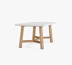Rustic Farmhouse Concrete-Top Rectangular Outdoor Dining Table (74")