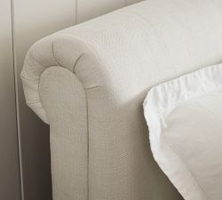 Chesterfield Non-Tufted Upholstered Sleigh Bed