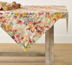 Fall Botanical Embroidered Cotton Table Throw