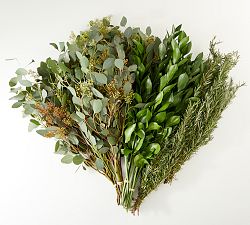 Live Ruscus, Seeded Eucalyptus &amp; Rosemary Bunches