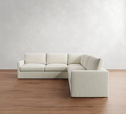 Westwood Slim Arm Slipcovered 3-Piece L-Shaped Sectional (118")
