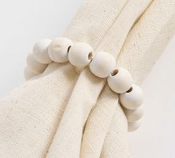 Wood Beaded Napkin Rings - Set of 4