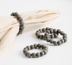 Wood Beaded Napkin Rings - Set of 4