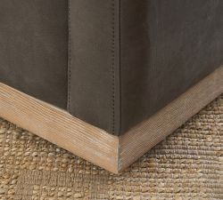 Jake Leather Seadrift Wood Base Swivel Chair