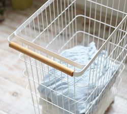 Tosca Slim Rolling Laundry Basket, White