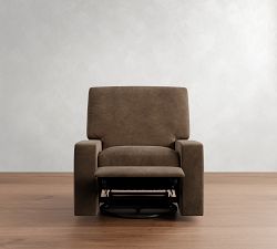 Turner Square Arm Leather Power Swivel Glider Recliner - Thumbnail 4