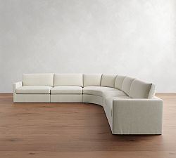 Westwood Slim Arm Slipcovered 5-Piece Curved Wedge Sectional (148")