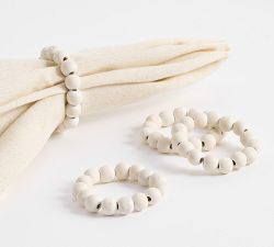 Wood Beaded Napkin Rings - Set of 4