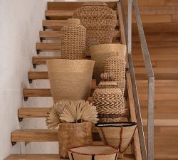 Cecily Water Hyacinth and Rattan Open Woven Vases