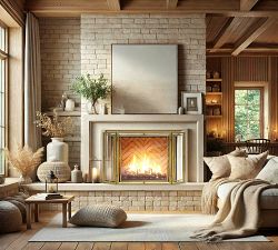 Floating Glass Tri Panel Fireplace Screen