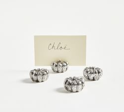 Silver Pumpkin Place Card Holders - Set of 4