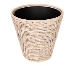 Tava Handwoven Rattan Round Waste Basket With Metal Liner