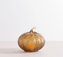 Textured Glass Amber Pumpkin Cloche