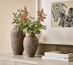 Brown Terracotta Striped Vase