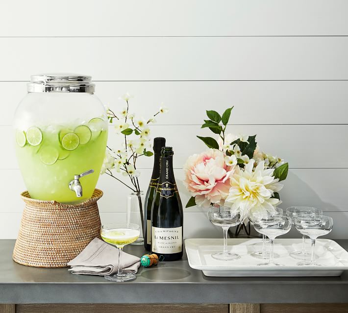 Tava Handwoven Rattan Drink Dispenser Stand | Pottery Barn