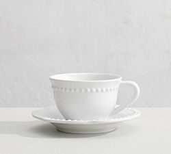 Emma Beaded Stoneware Cup and Saucer Sets