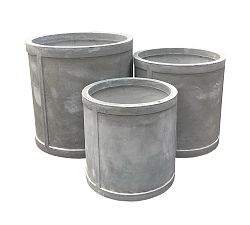 Leonard Lightweight Concrete Cylinder Planters, Set of 3