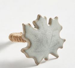 Maple &amp; Oak Leaf Stoneware Napkin Rings - Set of 4