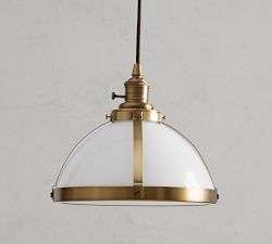 Industrial Milk Glass Cord Pendant (8"-12")