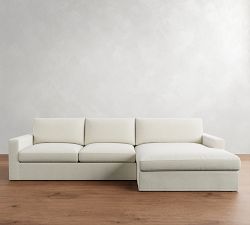 Westwood Square Arm Slipcovered Chaise Sectional (131"&ndash;149")