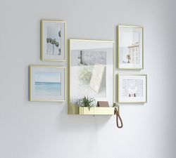 Brass Gallery Frames with Shelf - Set of 5