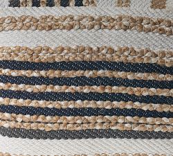 Handwoven Striped Square Jute Pouf