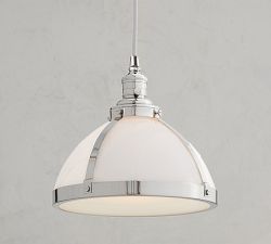 Industrial Milk Glass Cord Pendant (8"-12")