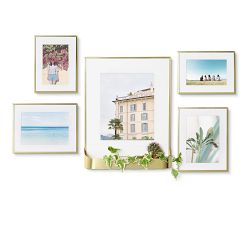 Brass Gallery Frames with Shelf - Set of 5