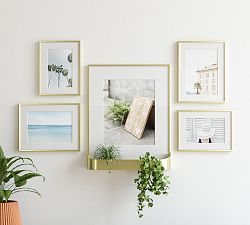 Brass Gallery Frames with Shelf - Set of 5