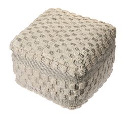 Checkered Wool Square Pouf