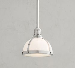 Industrial Milk Glass Cord Pendant (8"-12")