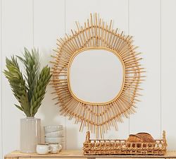 Isabella Rattan Oval Mirror, 46" x 37"