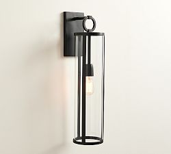 Manor Outdoor Glass &amp; Iron Cylinder Sconce (27")