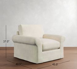 PB Comfort Modern Roll Arm Slipcovered Chair