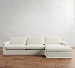Westwood Square Arm Slipcovered Chaise Sectional (131"&ndash;149")