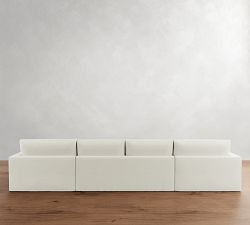 Westwood Square Arm Slipcovered Double Chaise Sectional (174"&ndash;186")