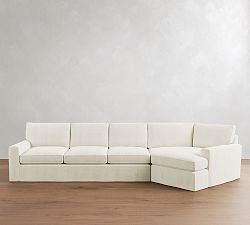 Pearce Square Arm Deep Seat Slipcovered Cuddle Chaise Sectional (137"&ndash;167")