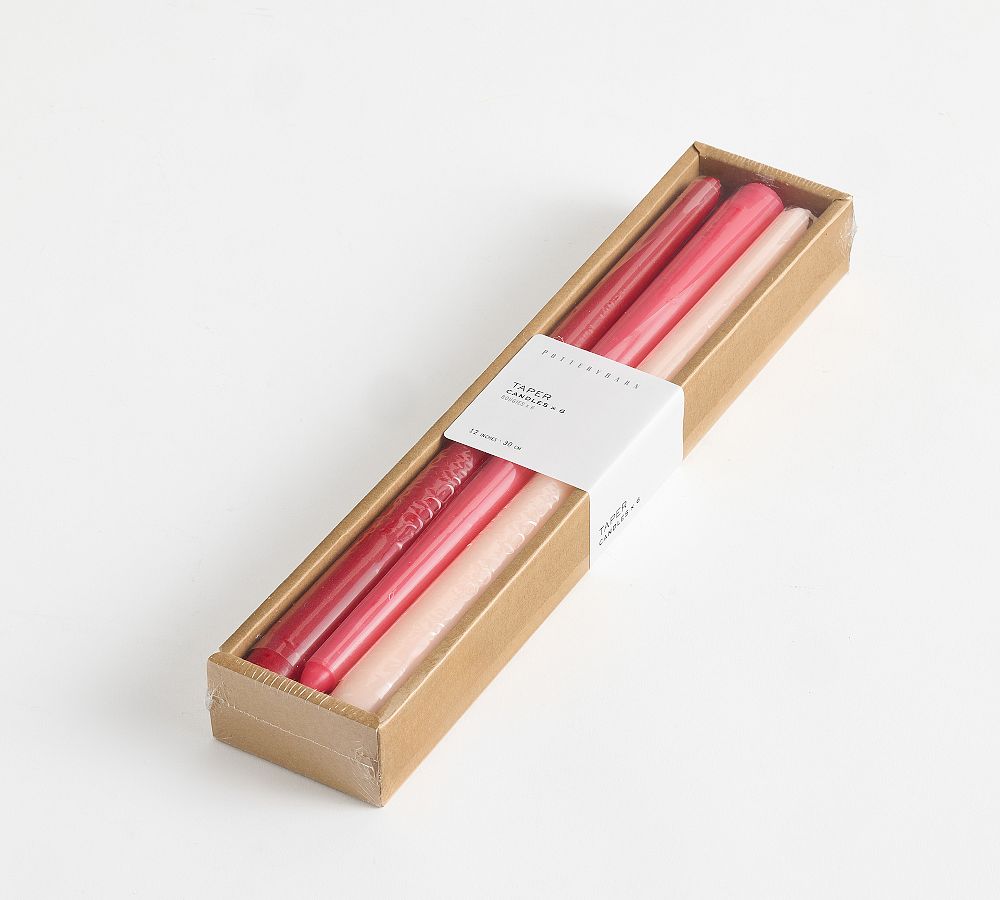 Taper Candles - Set of 6 - Mix Red/Pink/Blush, Set of 6