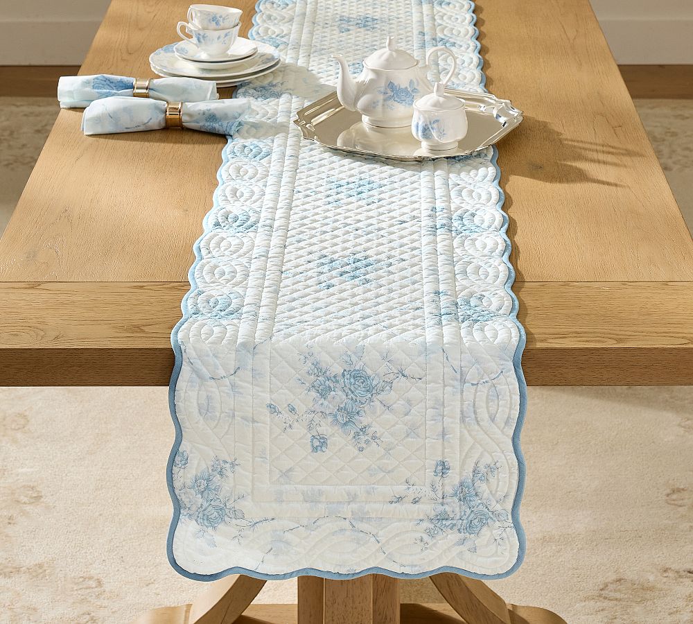 LoveShackFancy Rose Table Runner - 18" x 108" - Blue