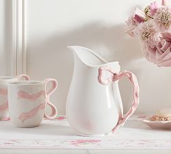 LoveShackFancy Stoneware Bow Pitcher
