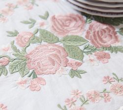 LoveShackFancy Floral Embroidered Table Runner