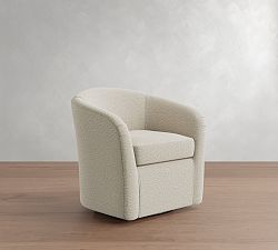 Open Box: Blake Upholstered Swivel Armchair - Heathered Chenille Pebble
