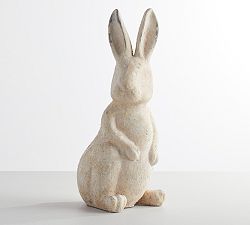 Open Box: Handcrafted Terracotta Bunny Sculpture, Large Standing - White
