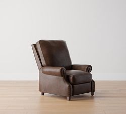Open Box: James Roll Arm Leather Tall Manual Recliner (41.5") - Legacy Chocolate, Dark Walnut