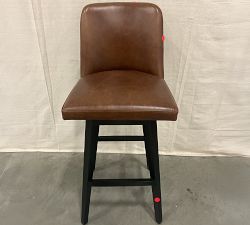 Open Box: Layton Leather Swivel Bar Stool (31.5") - Statesville Molasses, Blackened Oak Legs