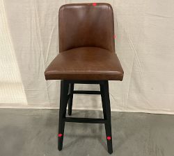 Open Box: Layton Leather Swivel Bar Stool (31.5") - Statesville Molasses, Blackened Oak Legs
