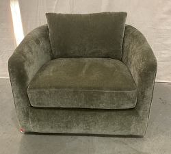 Open Box: Remmy Swivel Chair (39") - Rustic Chenille Dark Moss