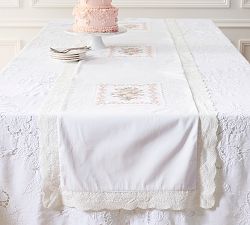 LoveShackFancy Floral Embroidered Table Runner