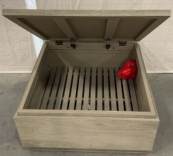 Open Box: Indio Eucalyptus Modern Platform Outdoor Coffee Table with Storage (33") - Weathered Gray